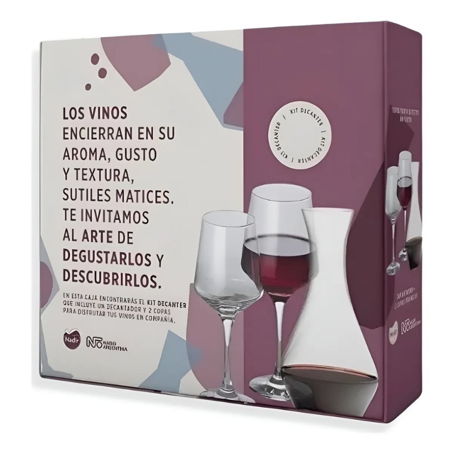 Kit Decantador Nadir 950ml + 2 Copas Barone 490ml c/Estuche - Imagen 2
