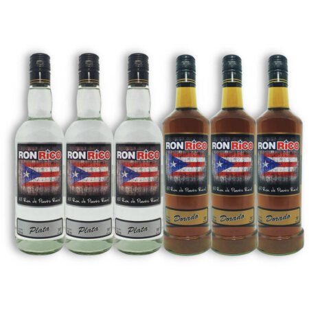 MIX RON RICO 3U PLATA + 3U DORADO KIT CAJA X6U 750ML