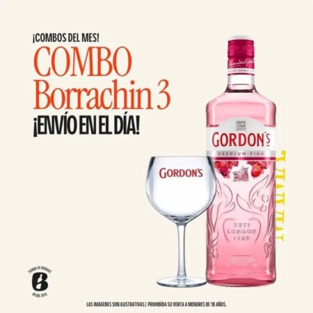 BOX 7 1U GORDON´S PREMIUM PINK BERRY FLAVOR 700ML + 2U COPA DE VIDRIO GORDON´S 600ML